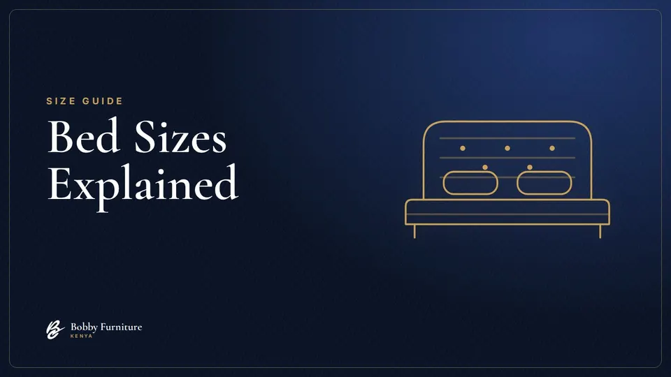 Line drawing of a bed with a tufted headboard on a navy background