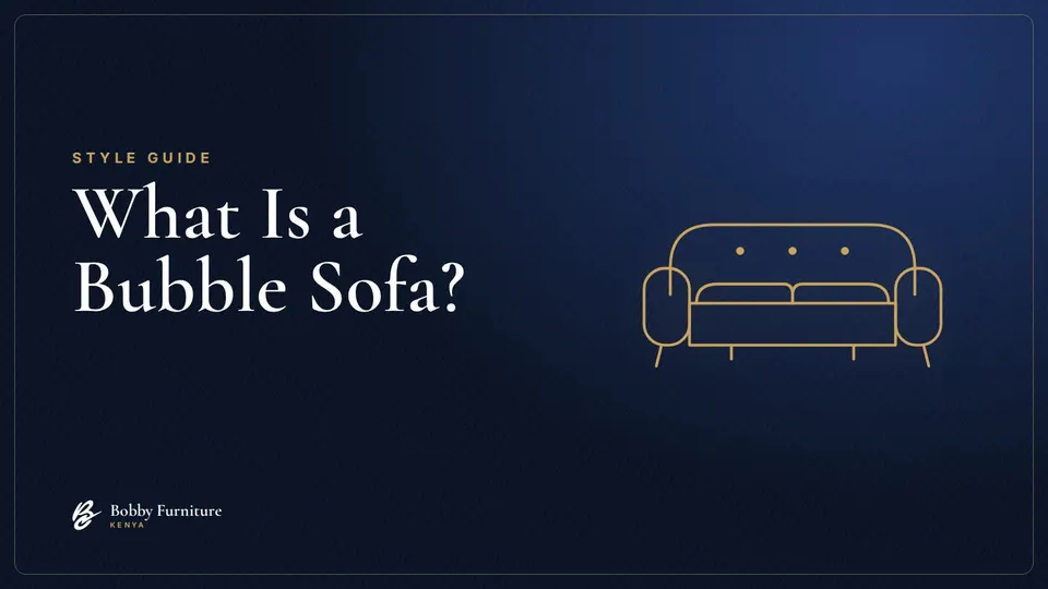 Line drawing of a rounded bubble sofa on a navy background